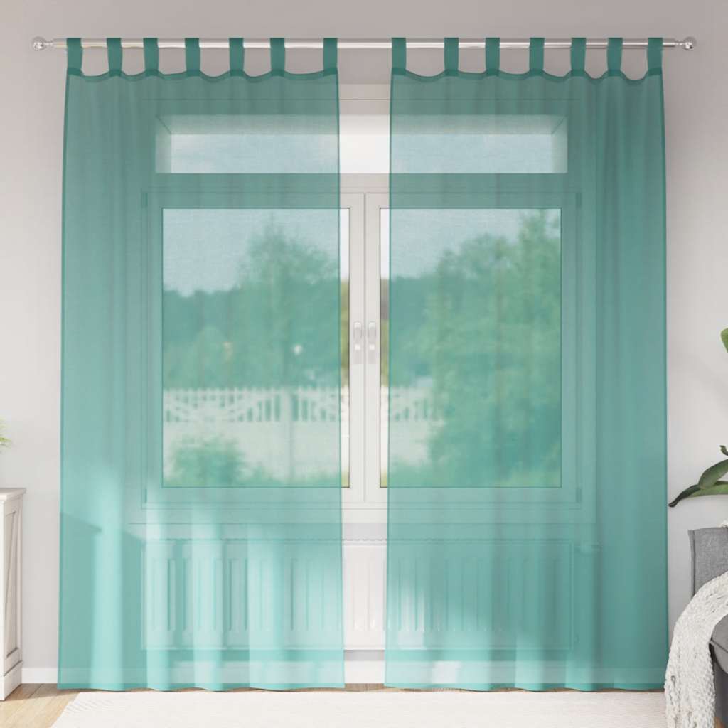 Gordijnen voile met roedezakken 2 st turkoois is nu te koop bij PeponiXL, paradijselijk wonen!