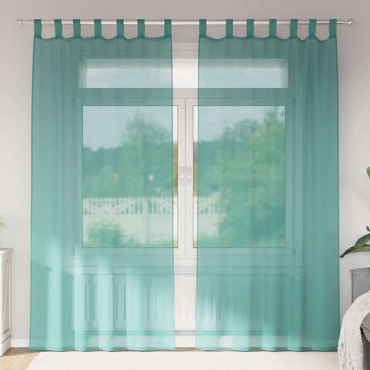 Gordijnen voile met roedezakken 2 st turkoois is nu te koop bij PeponiXL, paradijselijk wonen!