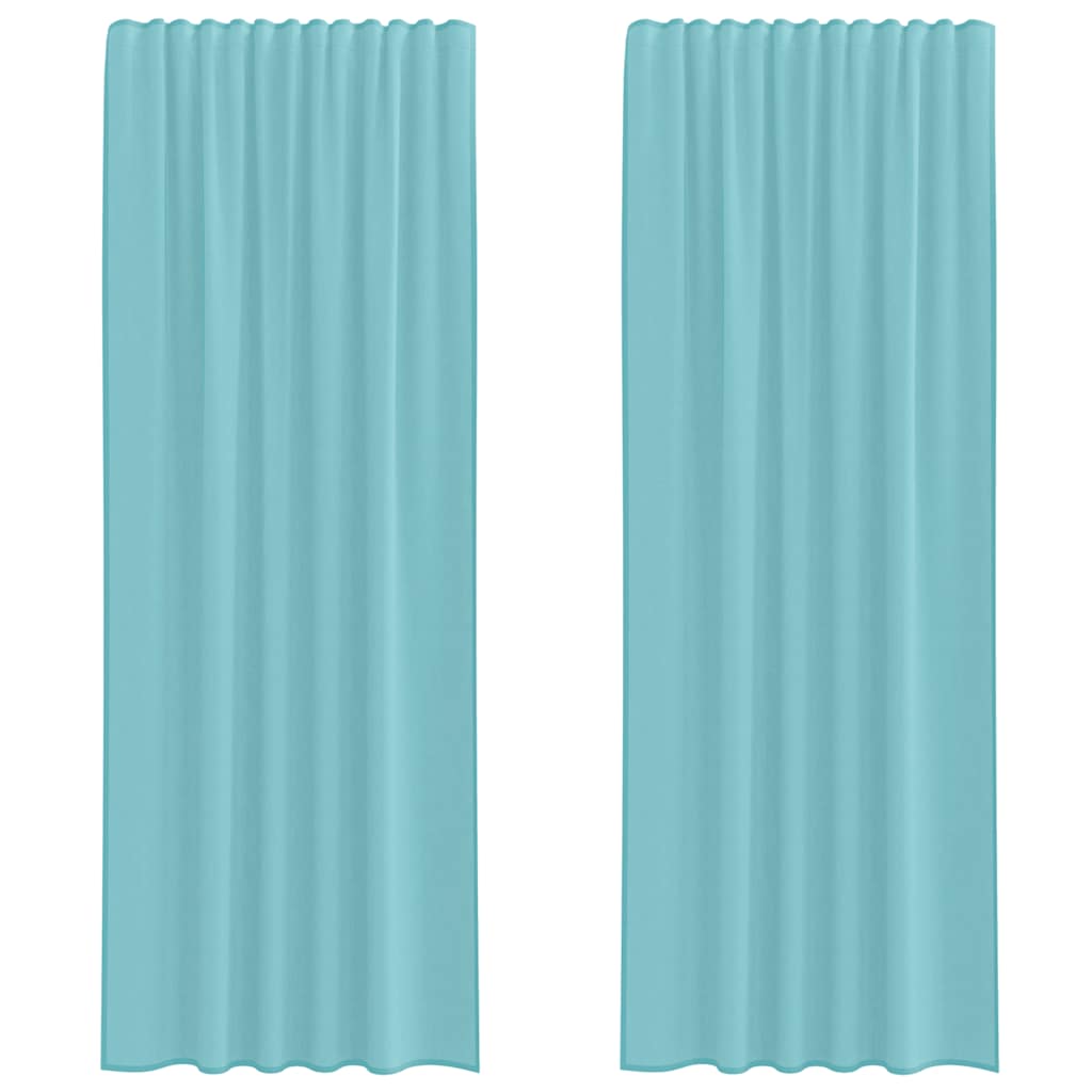 Gordijnen voile met roedezakken 2 st turkoois is nu te koop bij PeponiXL, paradijselijk wonen!