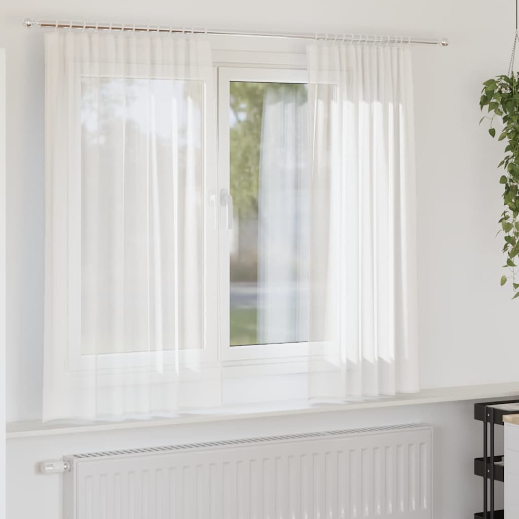 Gordijnen voile met roedezakken 2 st wit is nu te koop bij PeponiXL, paradijselijk wonen!