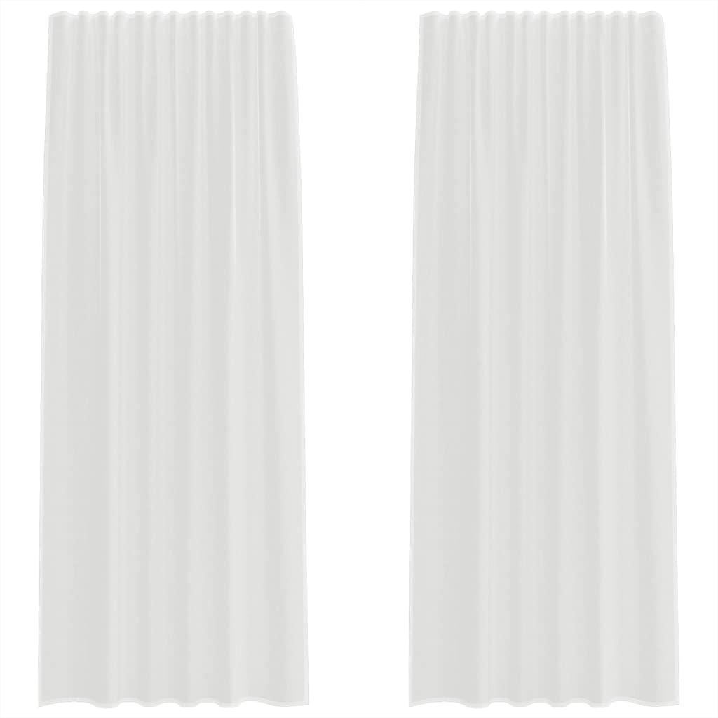 Gordijnen voile met roedezakken 2 st wit is nu te koop bij PeponiXL, paradijselijk wonen!