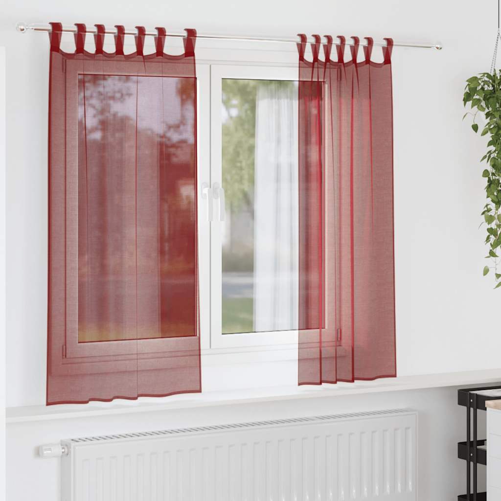 Gordijnen voile met roedezakken 2 st wijnrood is nu te koop bij PeponiXL, paradijselijk wonen!