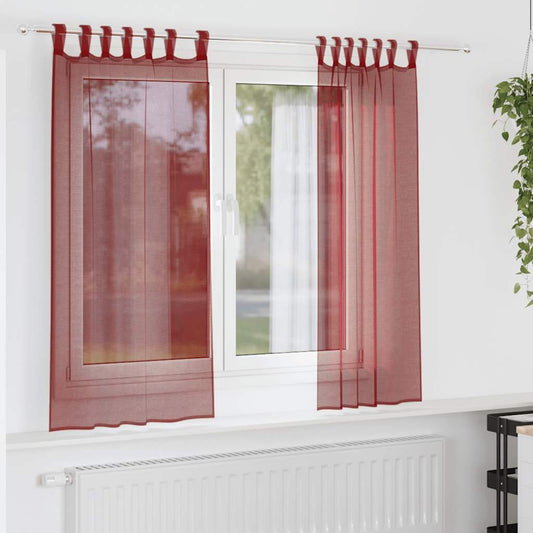Gordijnen voile met roedezakken 2 st wijnrood is nu te koop bij PeponiXL, paradijselijk wonen!