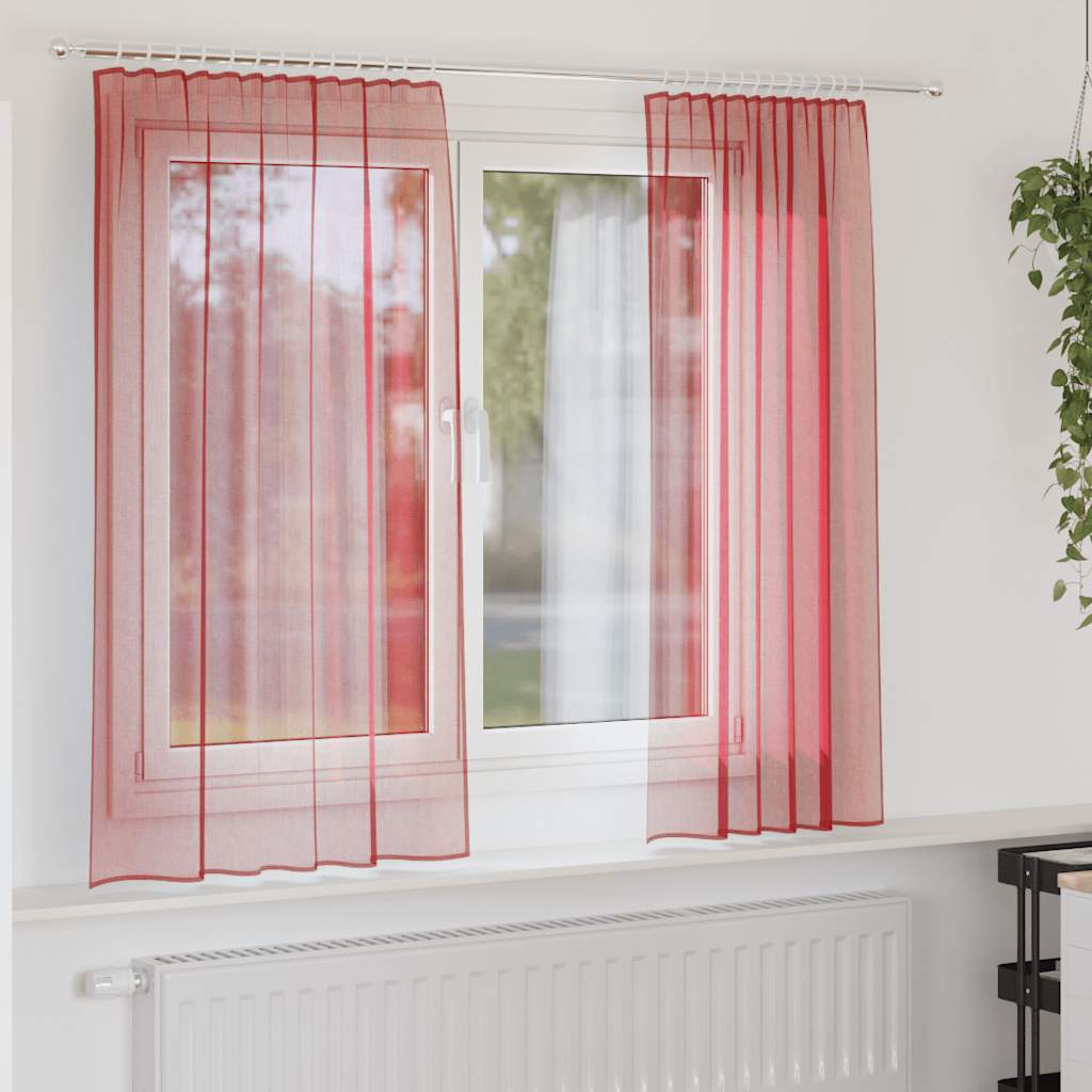 Gordijnen voile met roedezakken 2 st wijnrood is nu te koop bij PeponiXL, paradijselijk wonen!