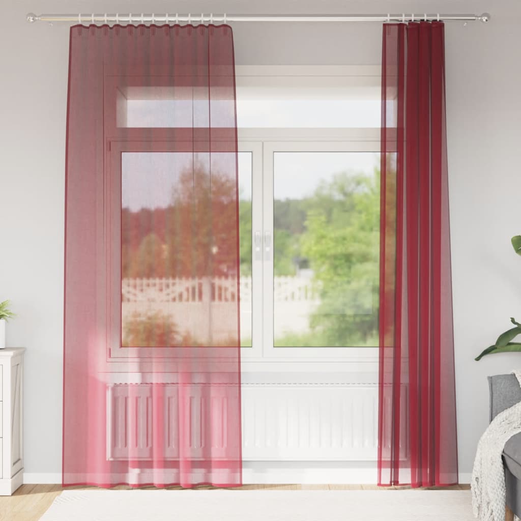 Gordijnen voile met roedezakken 2 st wijnrood is nu te koop bij PeponiXL, paradijselijk wonen!