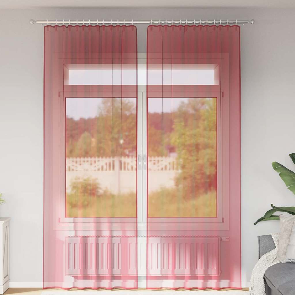 Gordijnen voile met roedezakken 2 st wijnrood is nu te koop bij PeponiXL, paradijselijk wonen!