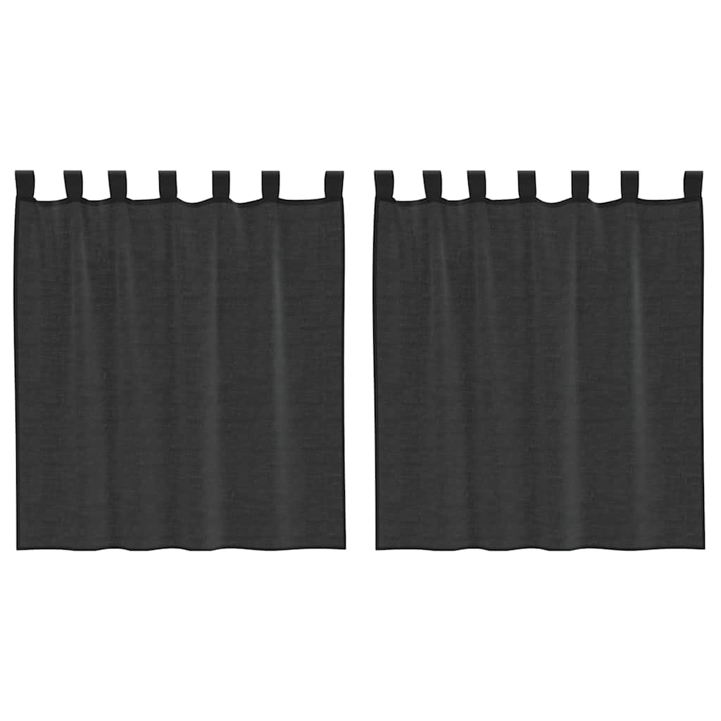 Gordijnen voile met tab top 2 st zwart is nu te koop bij PeponiXL, paradijselijk wonen!