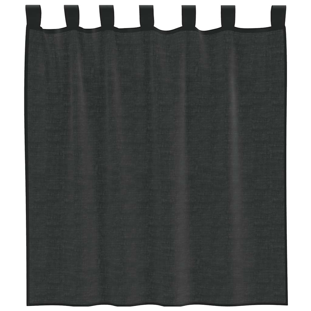 Gordijnen voile met tab top 2 st zwart is nu te koop bij PeponiXL, paradijselijk wonen!