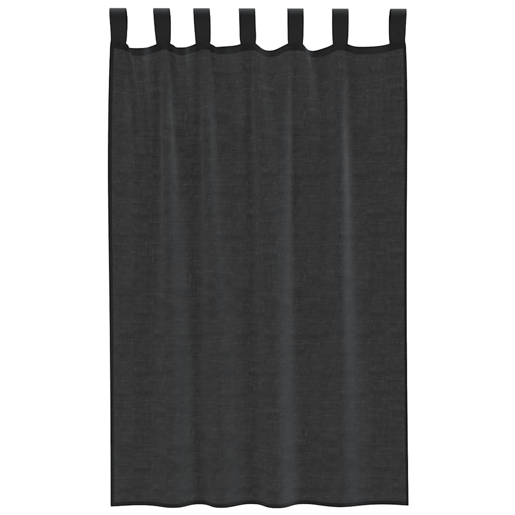 Gordijnen voile met tab top 2 st zwart is nu te koop bij PeponiXL, paradijselijk wonen!