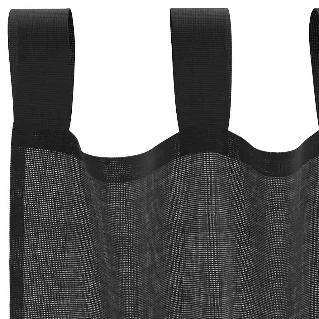 Gordijnen voile met tab top 2 st zwart is nu te koop bij PeponiXL, paradijselijk wonen!