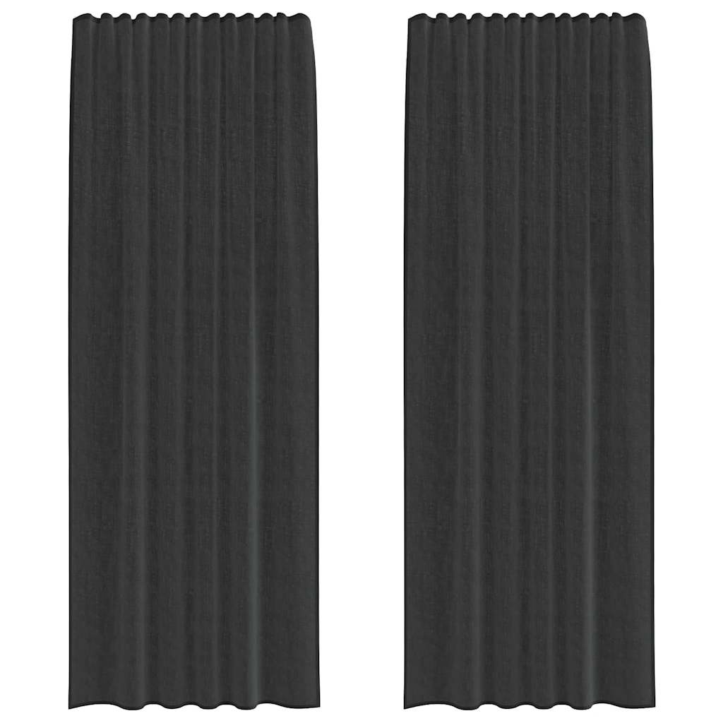 Gordijnen voile met tab top 2 st zwart is nu te koop bij PeponiXL, paradijselijk wonen!