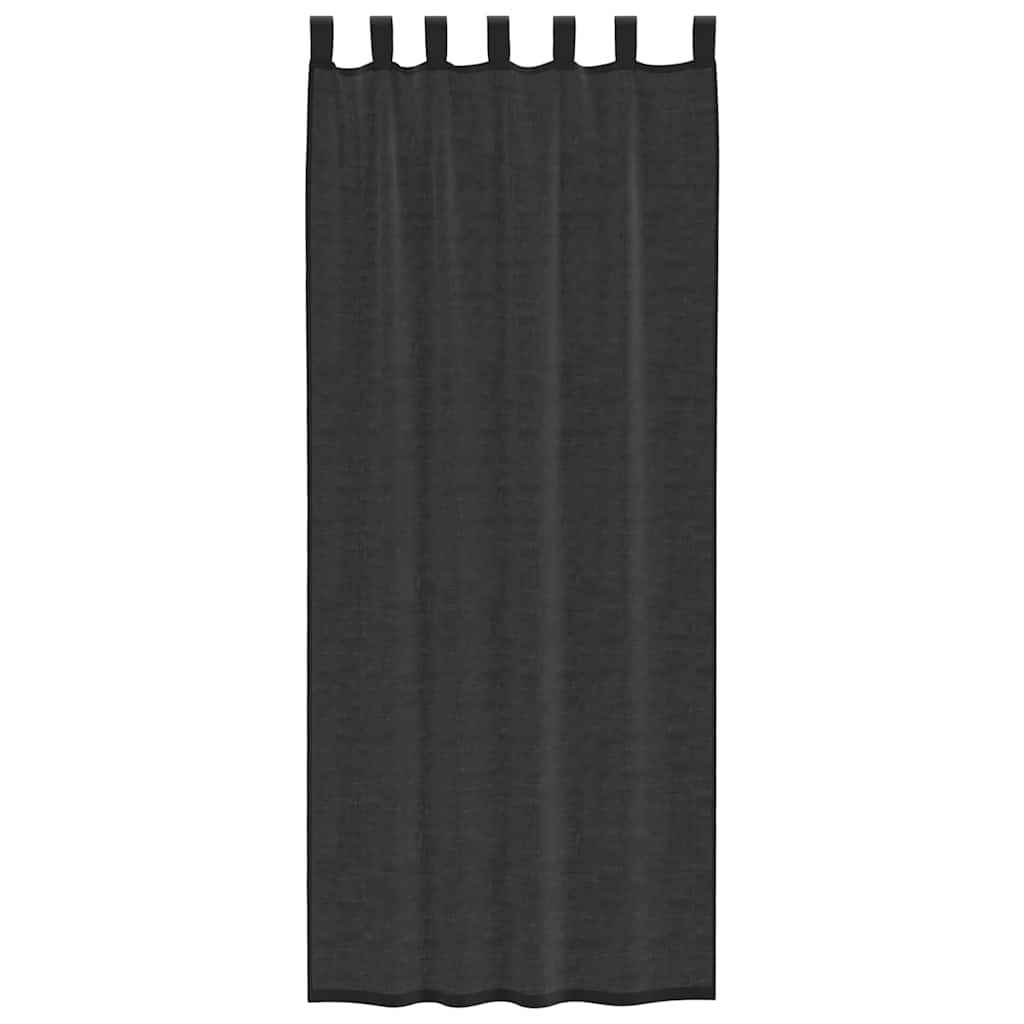 Gordijnen voile met tab top 2 st zwart is nu te koop bij PeponiXL, paradijselijk wonen!