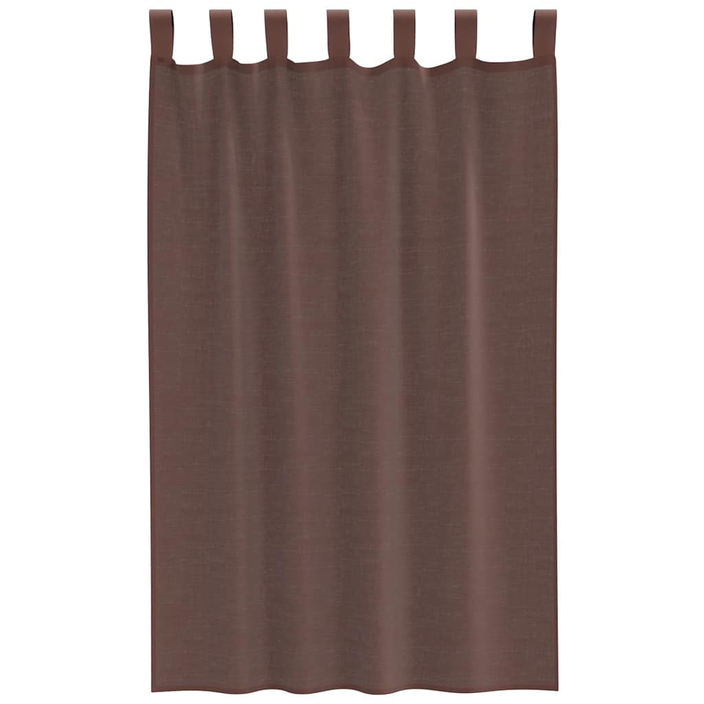 Gordijnen voile met tab top 2 st bruin is nu te koop bij PeponiXL, paradijselijk wonen!