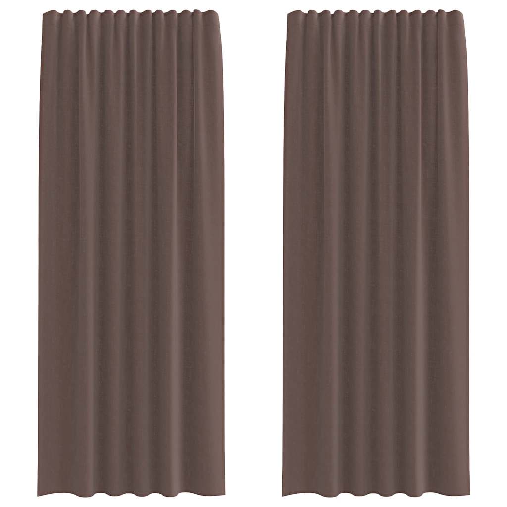 Gordijnen voile met tab top 2 st bruin is nu te koop bij PeponiXL, paradijselijk wonen!