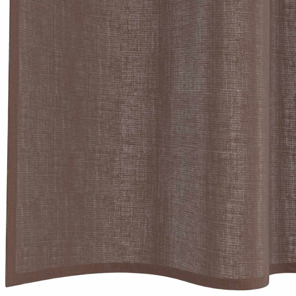Gordijnen voile met tab top 2 st bruin is nu te koop bij PeponiXL, paradijselijk wonen!