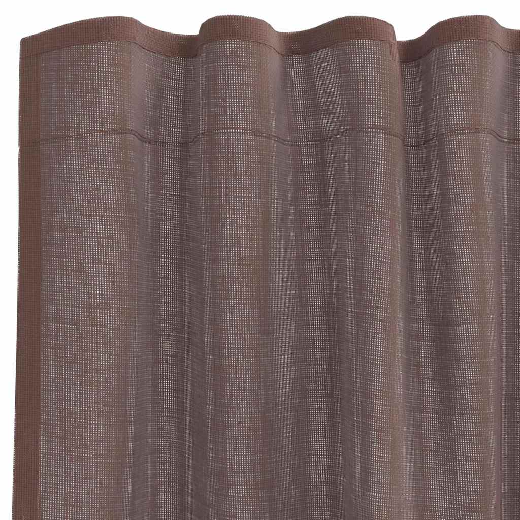Gordijnen voile met tab top 2 st bruin is nu te koop bij PeponiXL, paradijselijk wonen!