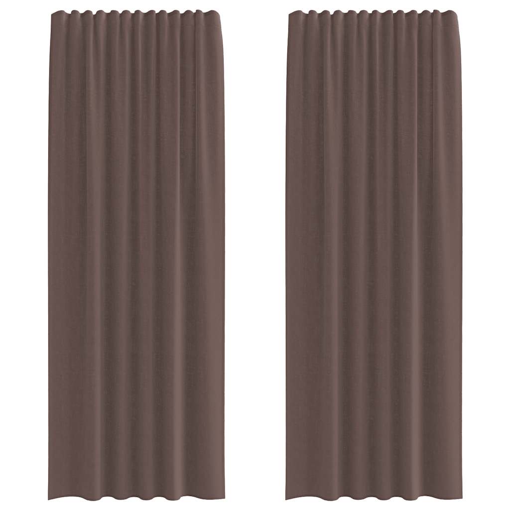 Gordijnen voile met tab top 2 st bruin is nu te koop bij PeponiXL, paradijselijk wonen!