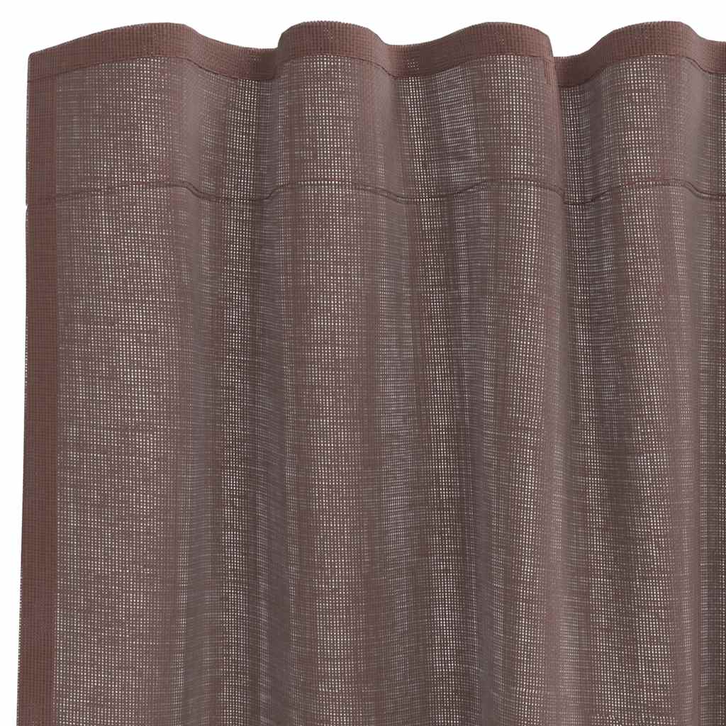 Gordijnen voile met tab top 2 st bruin is nu te koop bij PeponiXL, paradijselijk wonen!