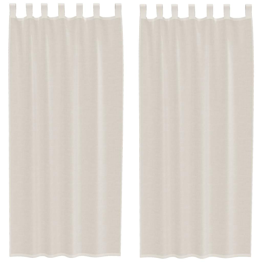Gordijnen voile met Tab Top 2 st crèmekleurig is nu te koop bij PeponiXL, paradijselijk wonen!