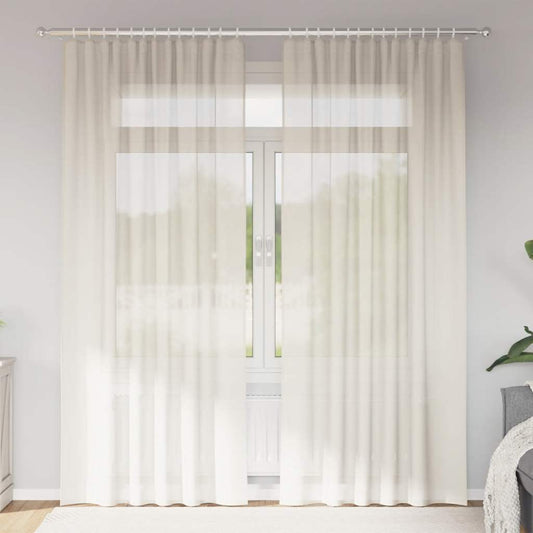 Gordijnen voile met Tab Top 2 st crèmekleurig is nu te koop bij PeponiXL, paradijselijk wonen!