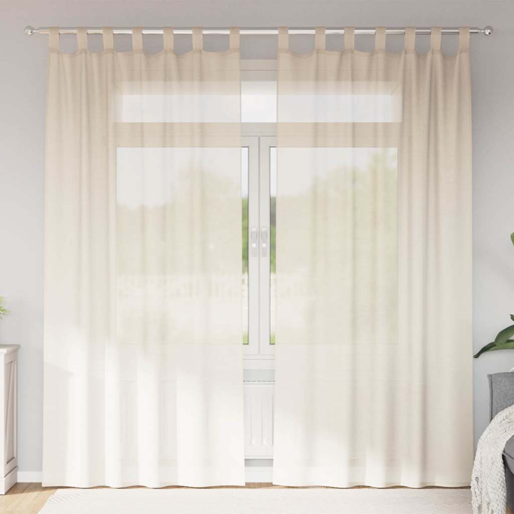 Gordijnen voile met Tab Top 2 st crèmekleurig is nu te koop bij PeponiXL, paradijselijk wonen!