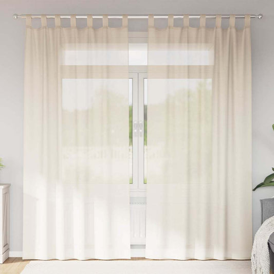 Gordijnen voile met Tab Top 2 st crèmekleurig is nu te koop bij PeponiXL, paradijselijk wonen!