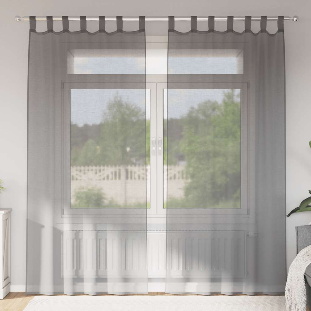 Gordijnen voile met lussen 2 st 140x225 cm donkergrijs is nu te koop bij PeponiXL, paradijselijk wonen!