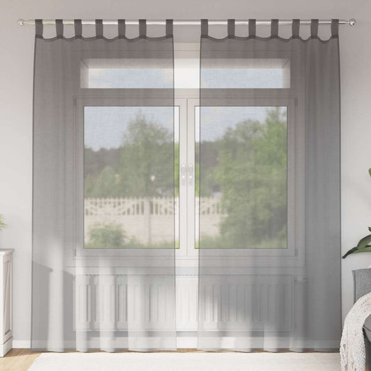 Gordijnen voile met lussen 2 st 140x225 cm donkergrijs is nu te koop bij PeponiXL, paradijselijk wonen!
