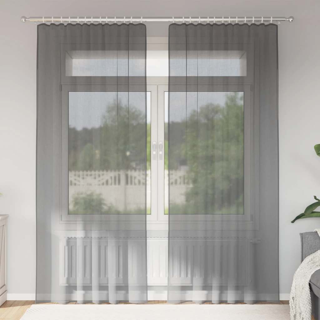 Gordijnen voile met lussen 2 st 140x245 cm donkergrijs is nu te koop bij PeponiXL, paradijselijk wonen!