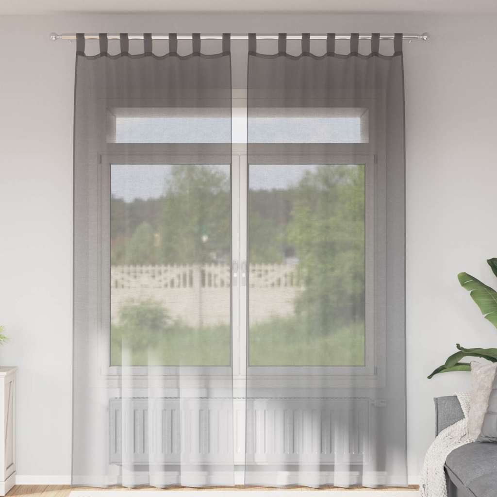 Gordijnen voile met lussen 2 st 140x260 cm donkergrijs is nu te koop bij PeponiXL, paradijselijk wonen!
