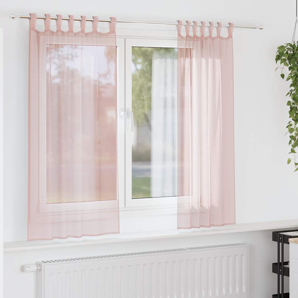 Gordijnen voile met lussen 2 st 140x140 cm lichtroze is nu te koop bij PeponiXL, paradijselijk wonen!