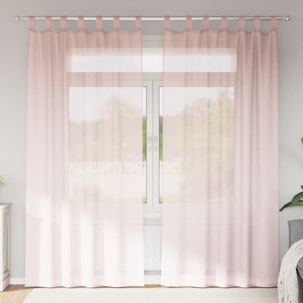 Gordijnen voile met lussen 2 st 140x225 cm lichtroze is nu te koop bij PeponiXL, paradijselijk wonen!