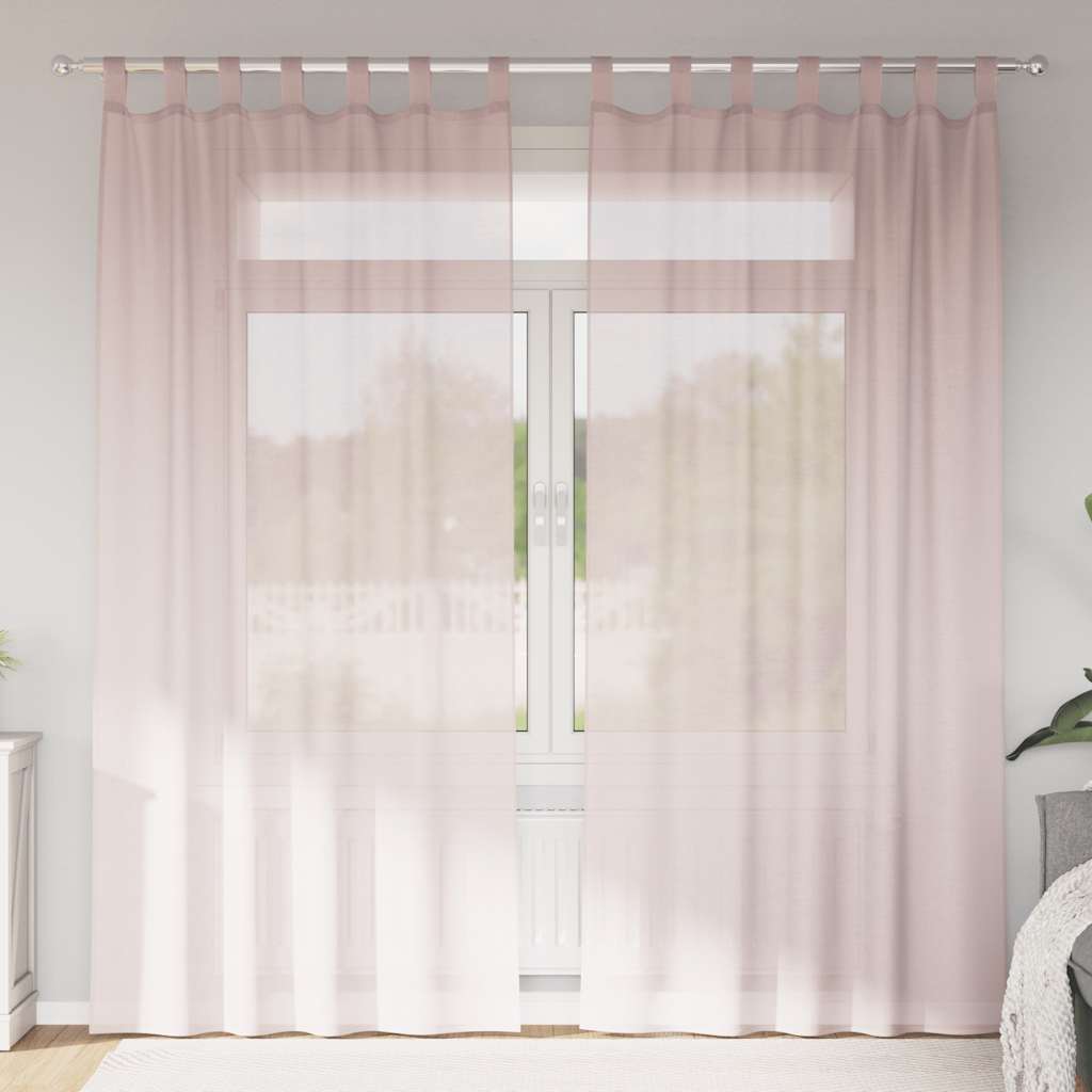 Gordijnen voile met lussen 2 st 140x245 cm lichtroze is nu te koop bij PeponiXL, paradijselijk wonen!