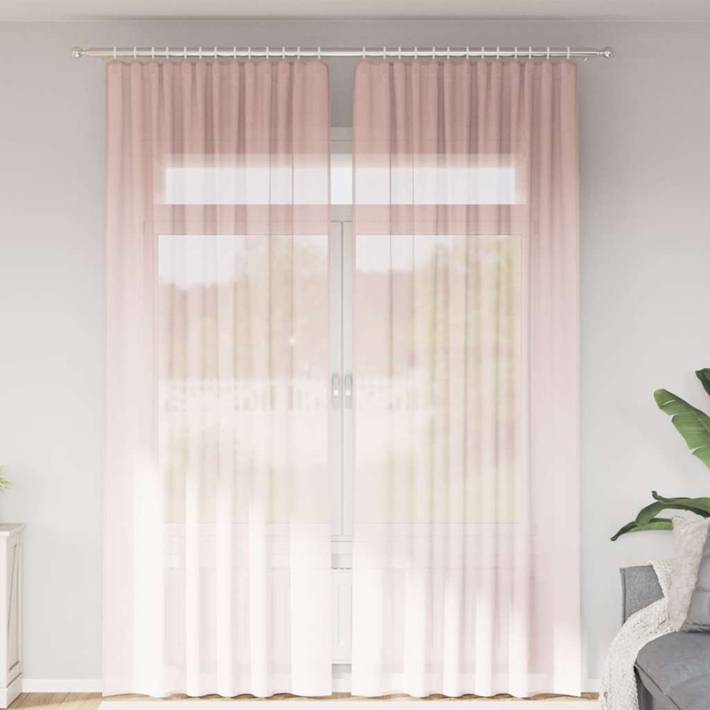 Gordijnen voile met lussen 2 st 140x260 cm lichtroze is nu te koop bij PeponiXL, paradijselijk wonen!