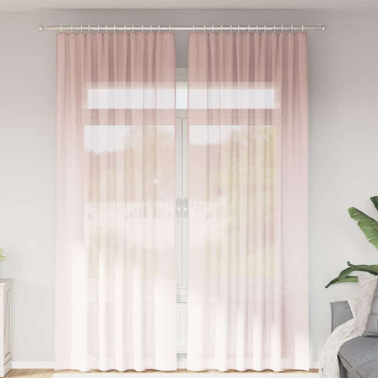 Gordijnen voile met lussen 2 st 140x260 cm lichtroze is nu te koop bij PeponiXL, paradijselijk wonen!