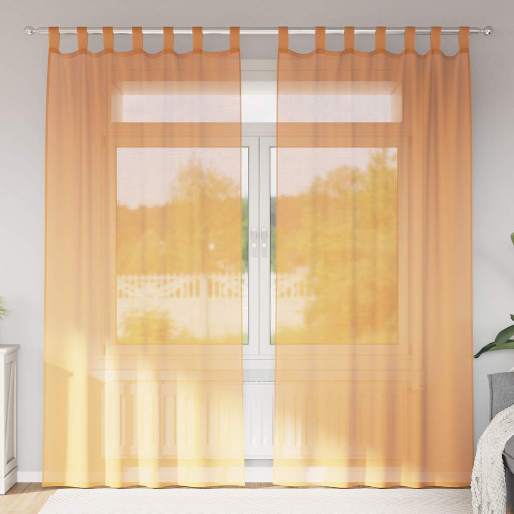 Gordijnen met lus 2 st 140x225 cm oranje is nu te koop bij PeponiXL, paradijselijk wonen!
