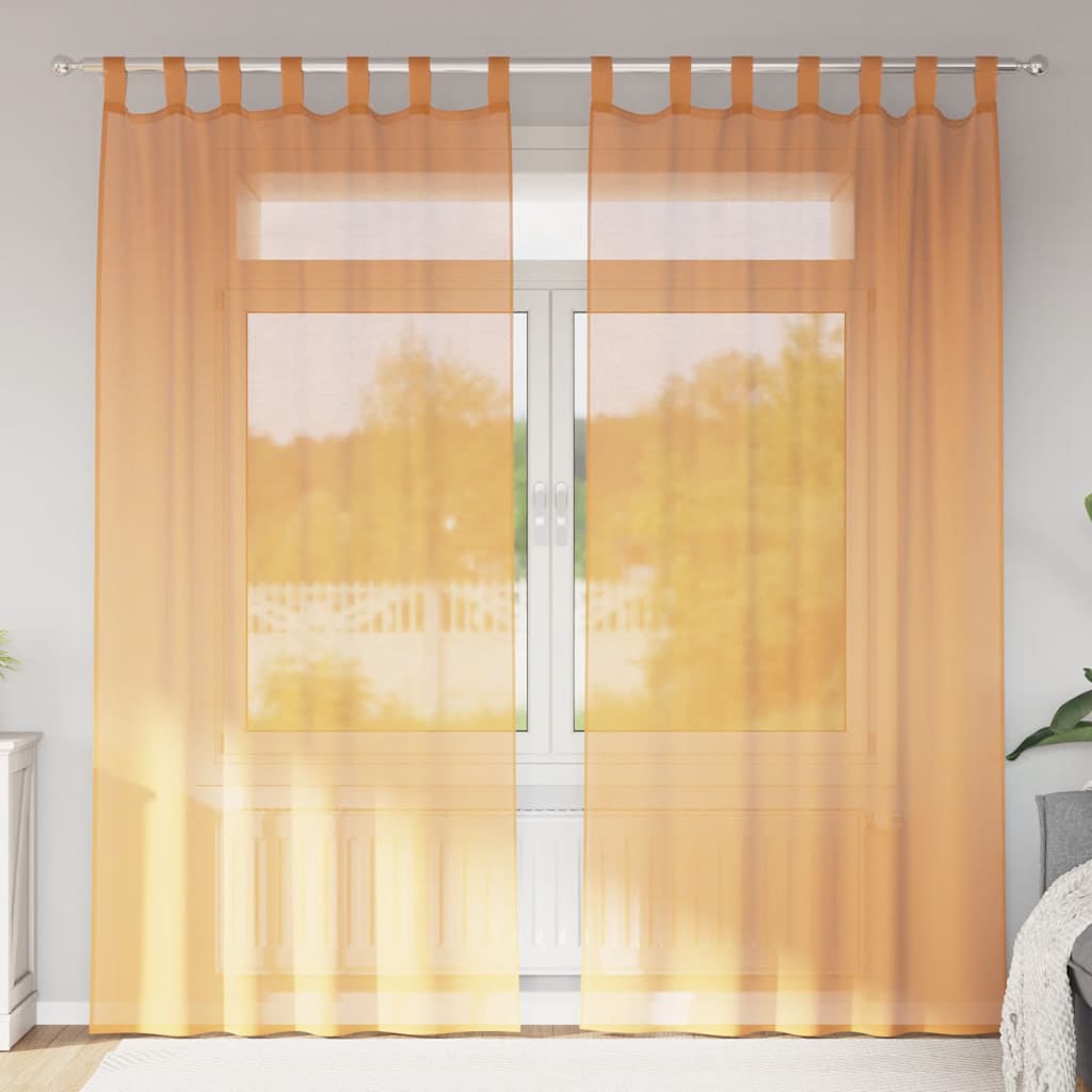 Gordijnen met lussen 2 st 140x245 cm oranje is nu te koop bij PeponiXL, paradijselijk wonen!