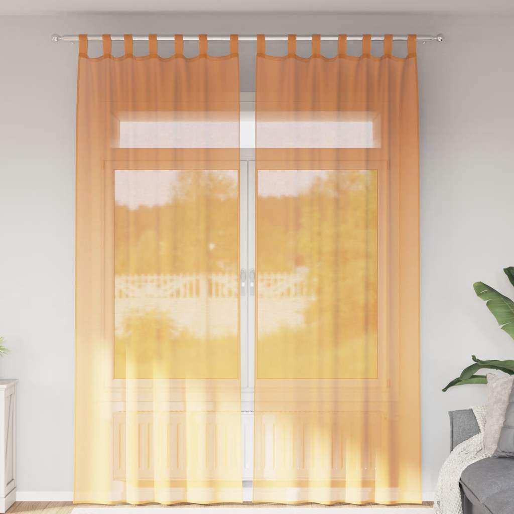 Gordijnen Voile met lussen 2 st 140x260 cm oranje is nu te koop bij PeponiXL, paradijselijk wonen!
