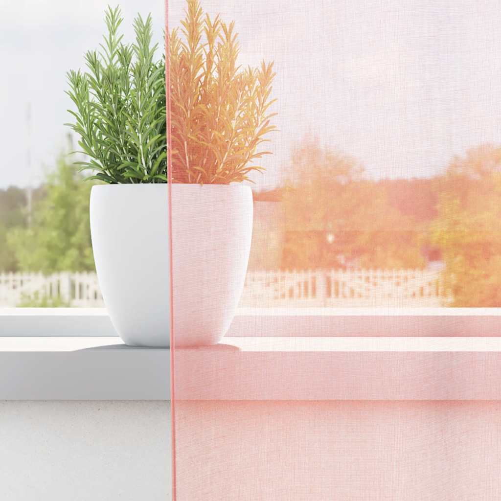 Gordijnen voile met lussen 2 st 140x140 cm roze is nu te koop bij PeponiXL, paradijselijk wonen!