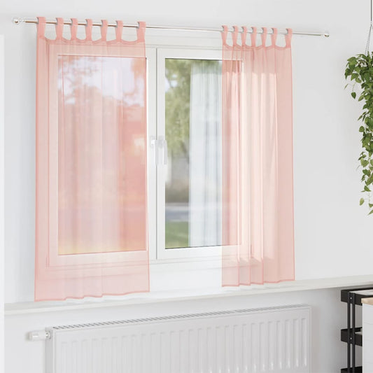 Gordijnen voile met lussen 2 st 140x140 cm roze is nu te koop bij PeponiXL, paradijselijk wonen!