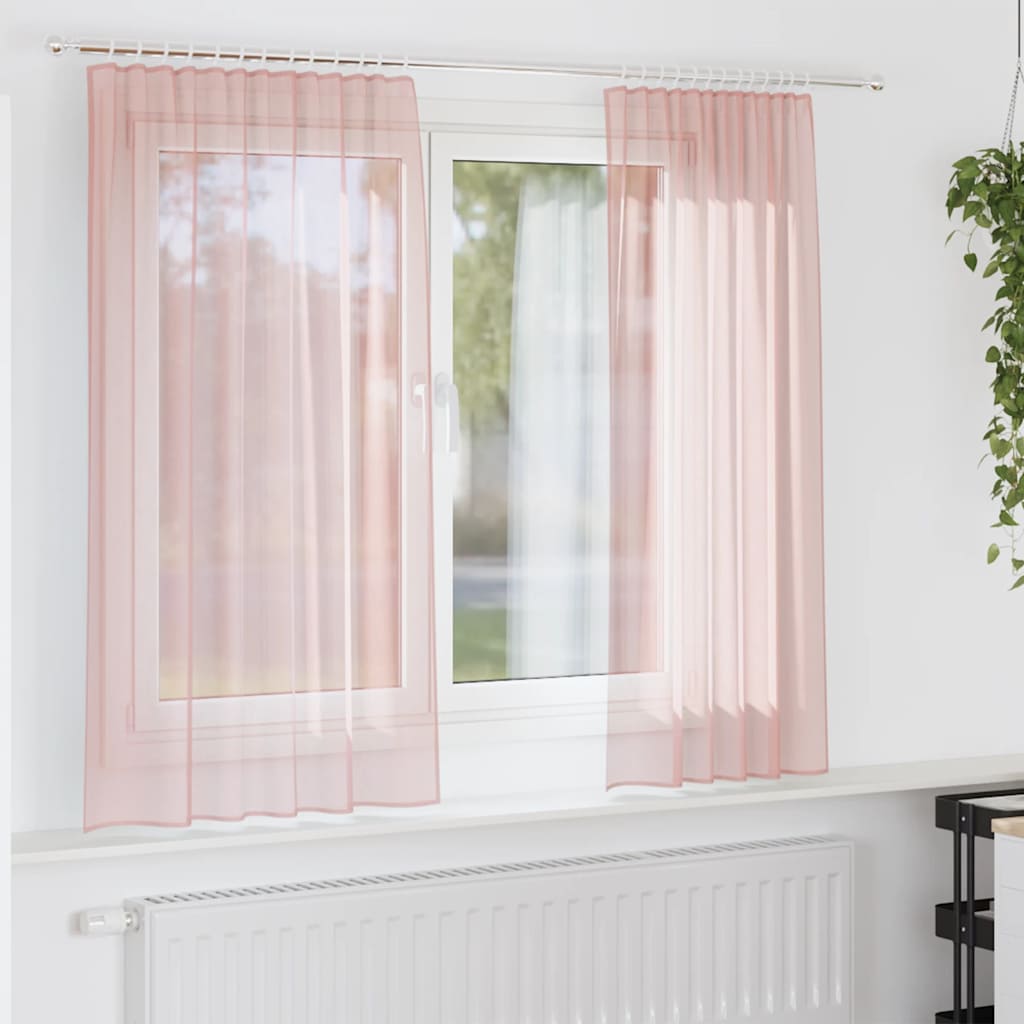 Gordijnen met lussen 2 st 140x175 cm roze is nu te koop bij PeponiXL, paradijselijk wonen!