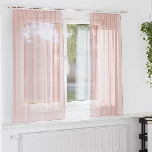 Gordijnen met lussen 2 st 140x175 cm roze is nu te koop bij PeponiXL, paradijselijk wonen!