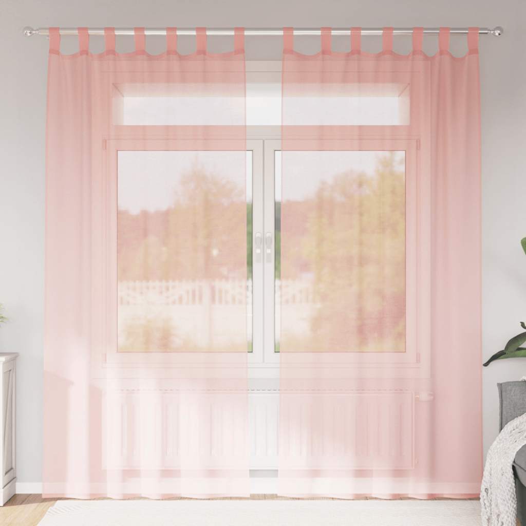 Gordijnen voile met lussen 2 st 140x225 cm roze is nu te koop bij PeponiXL, paradijselijk wonen!