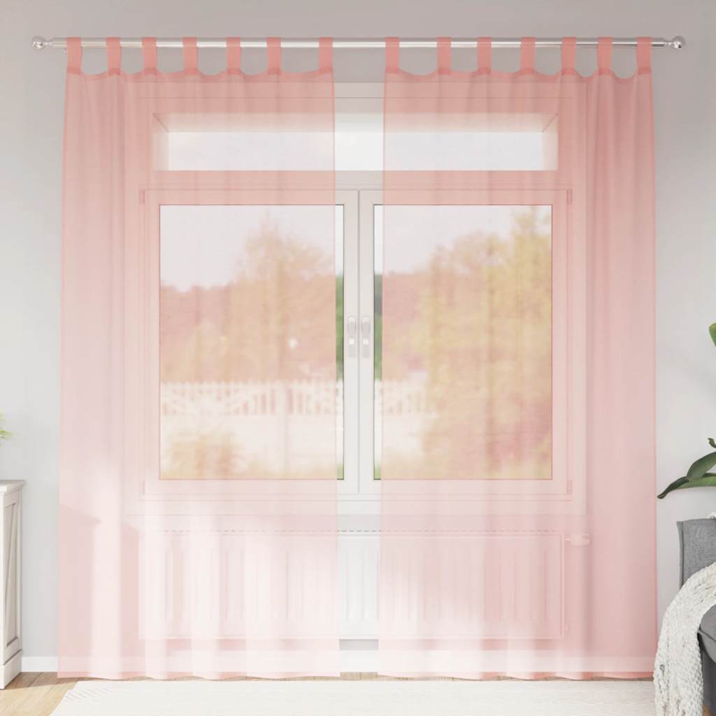 Gordijnen met lussen 2 st 140x245 cm roze is nu te koop bij PeponiXL, paradijselijk wonen!