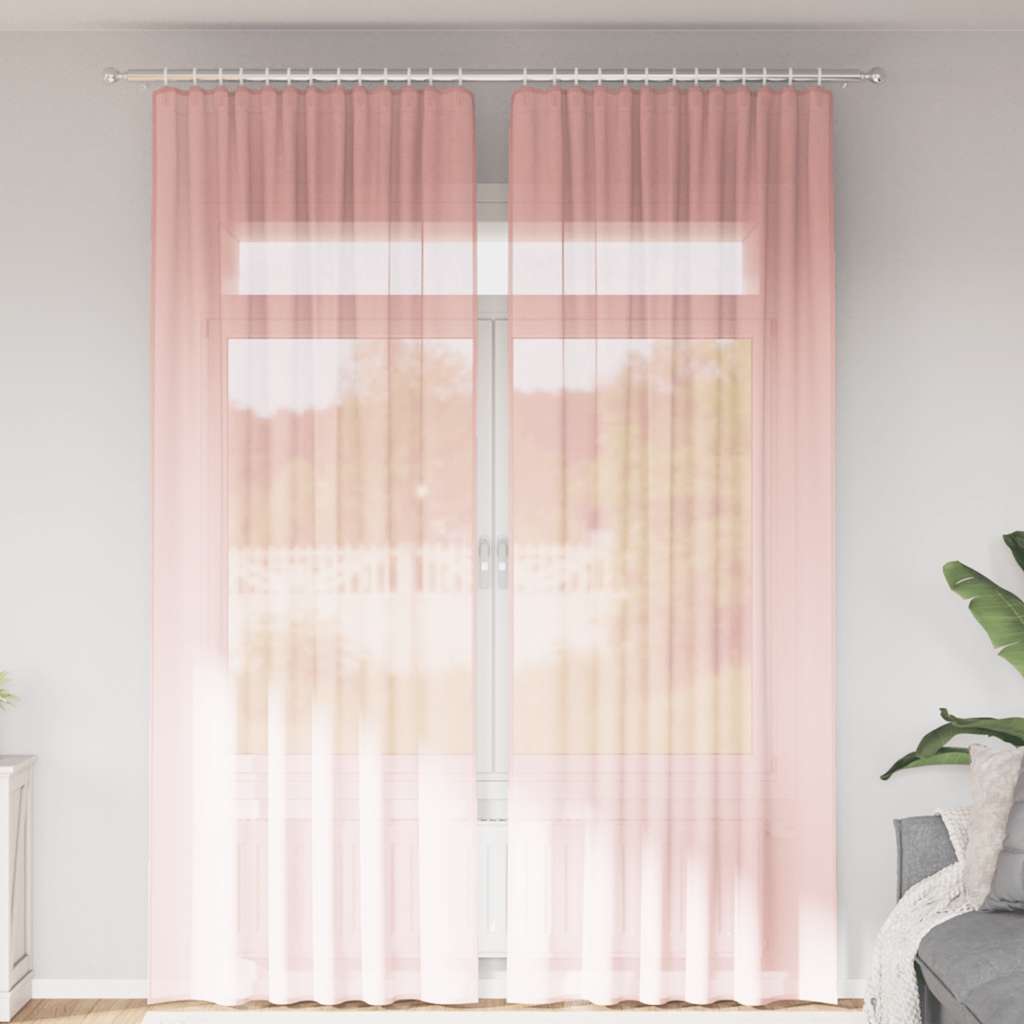 Gordijnen voile met lussen 2 st 140x260 cm roze is nu te koop bij PeponiXL, paradijselijk wonen!