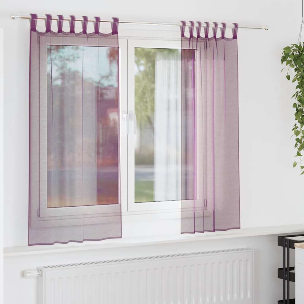 Gordijnen met lussen 2 st paars 140x140 cm is nu te koop bij PeponiXL, paradijselijk wonen!