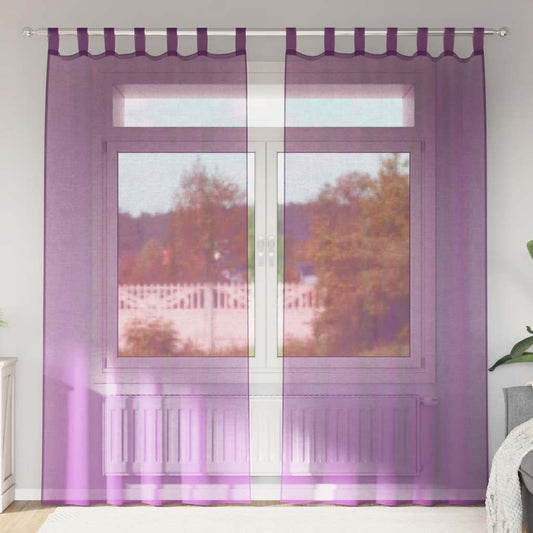 Gordijnen voile met lussen 2 st 140x225 cm paars is nu te koop bij PeponiXL, paradijselijk wonen!