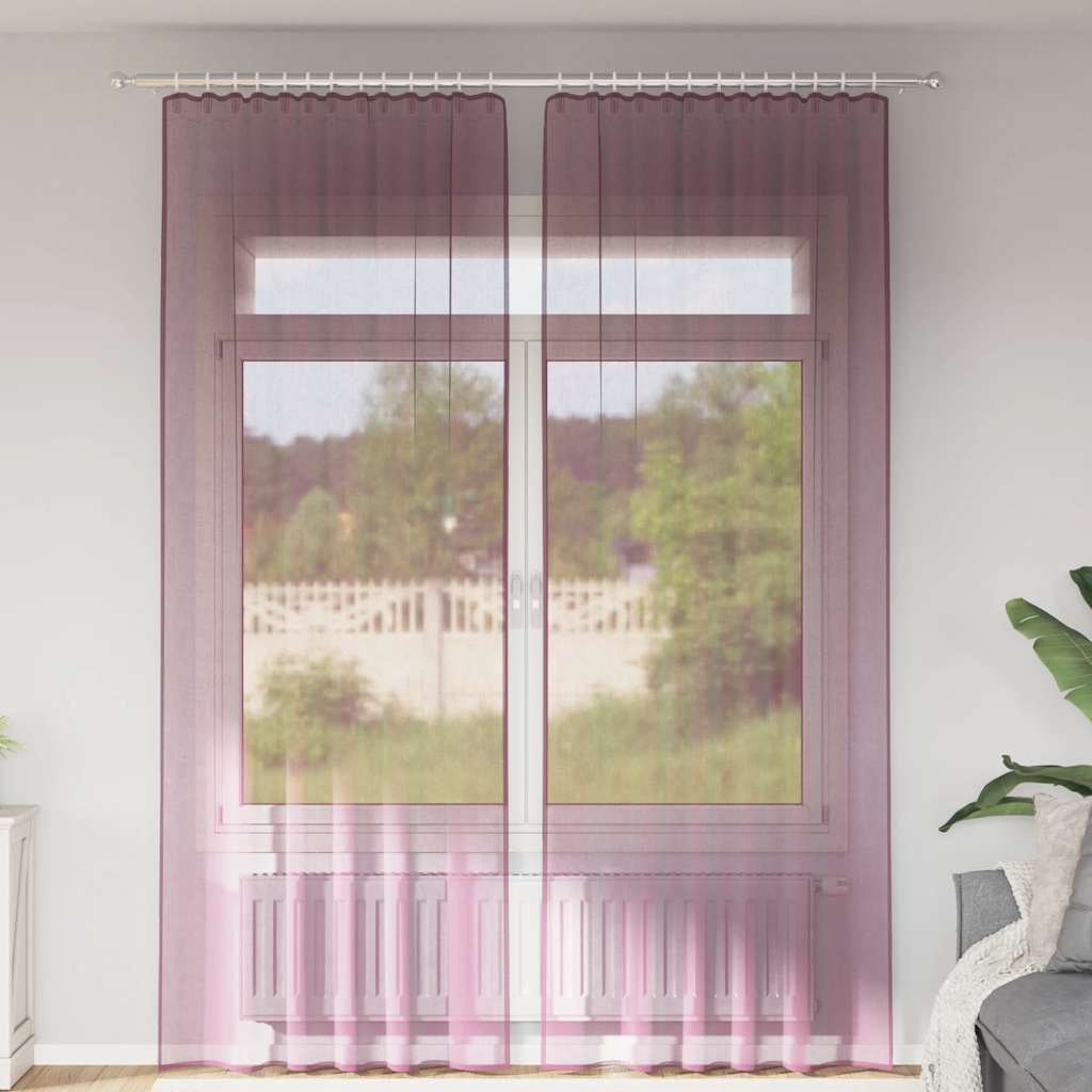 Gordijnen met lussen 2 st 140x260 cm paars is nu te koop bij PeponiXL, paradijselijk wonen!
