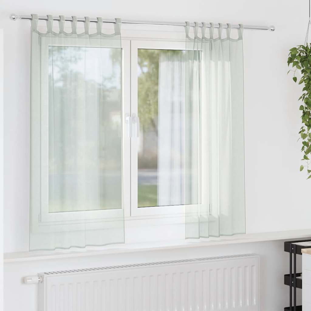 Gordijnen voile met lussen 2 st 140x140 cm lichtgrijs is nu te koop bij PeponiXL, paradijselijk wonen!