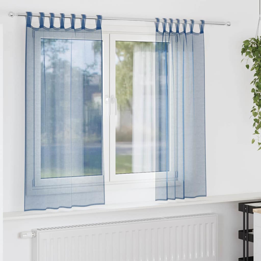 Gordijnen voile met lussen 2 st 140x140 cm koningsblauw is nu te koop bij PeponiXL, paradijselijk wonen!